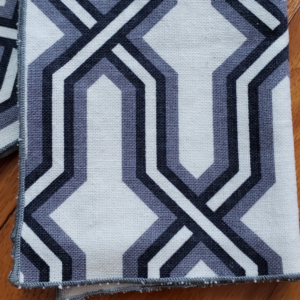 Retro Linen geometric design square gray black on white 8 1/2 inches Napkins.